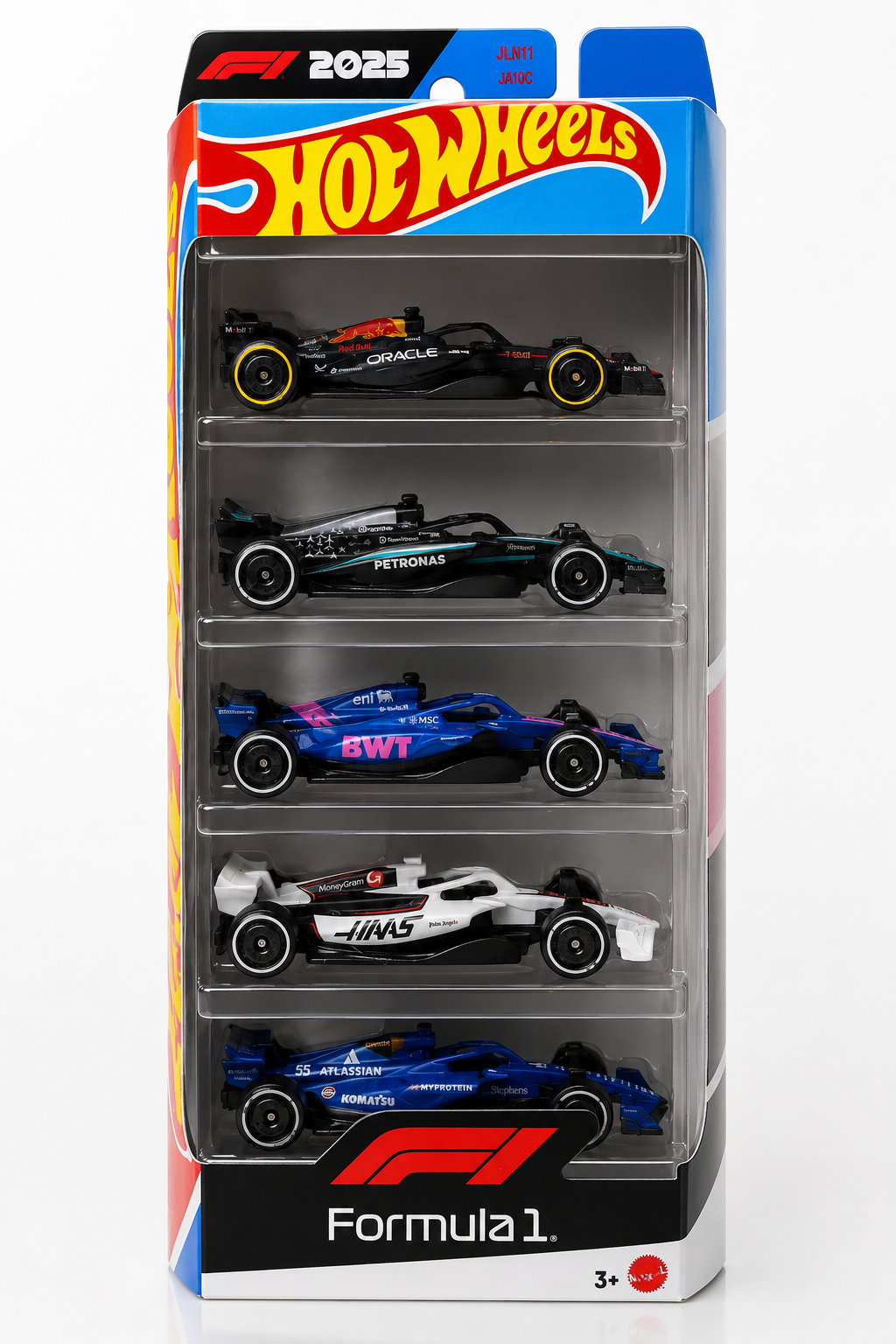 Hot Wheels 1:64 Scale 5-Pack Formula 1 Die-Cast Toy Cars, Set of 5 Officially Licensed, Collectible F1 Race Cars for Play or Display