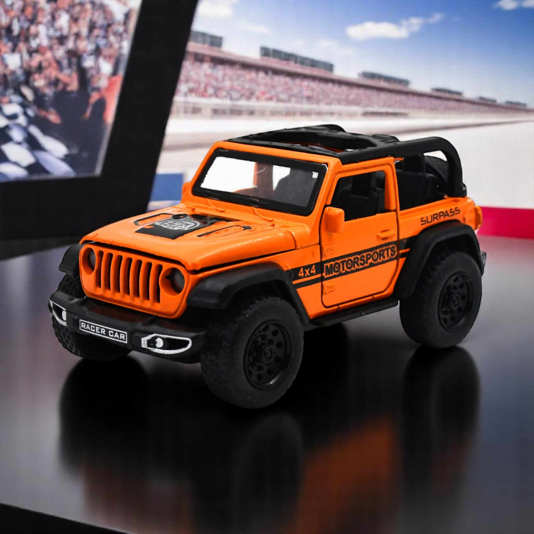 Smily Buds Metal 4x4 Thar Jeep Wrangler Toy Car Open Body 1:36 Die-cast Pull Back