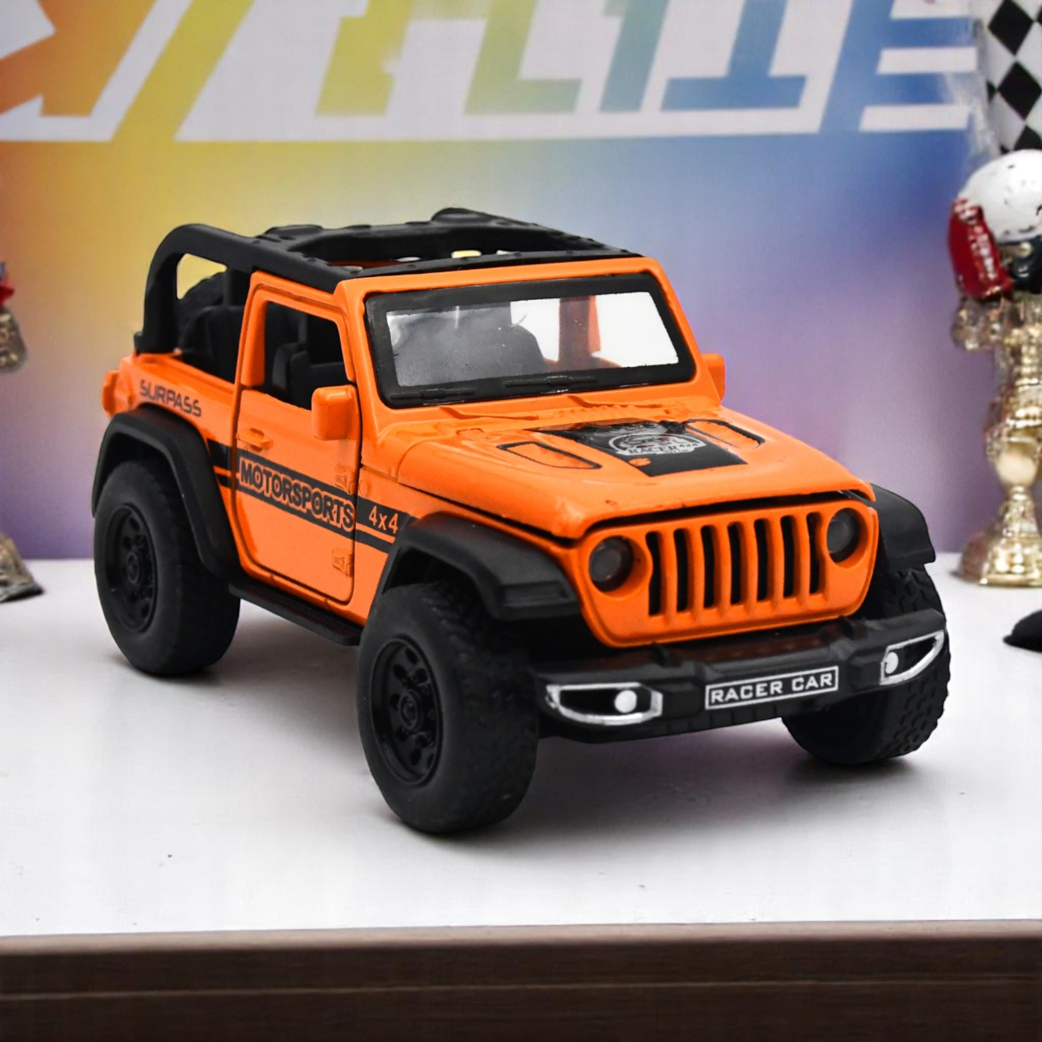 Smily Buds Metal 4x4 Thar Jeep Wrangler Toy Car Open Body 1:36 Die-cast Pull Back