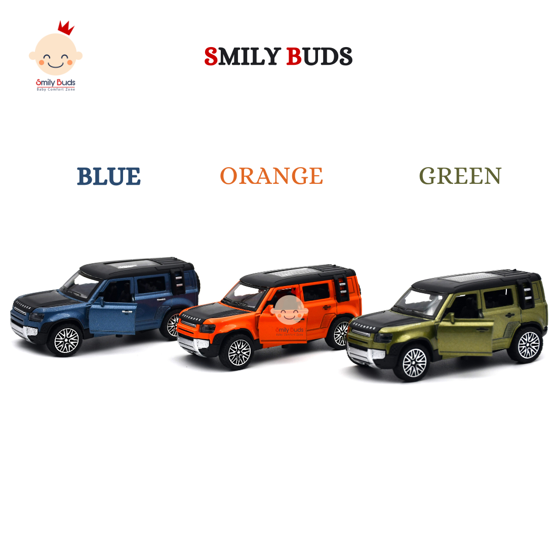 Smily Buds - Scale 1:36 Diecast Metal Car Model Defender Toy Cars for Kids Pull Back Openable Doors