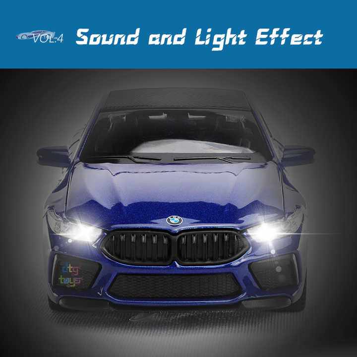 Smily Buds - Diecast Metal Car Model BMW Toy Cars for Kids Pull Back Openable Doors, Light & Music