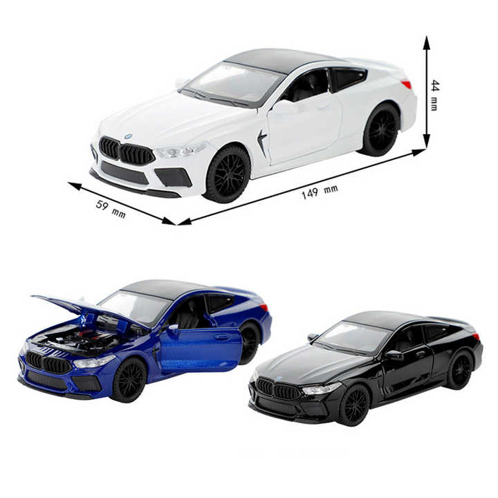 Smily Buds - Diecast Metal Car Model BMW Toy Cars for Kids Pull Back Openable Doors, Light & Music