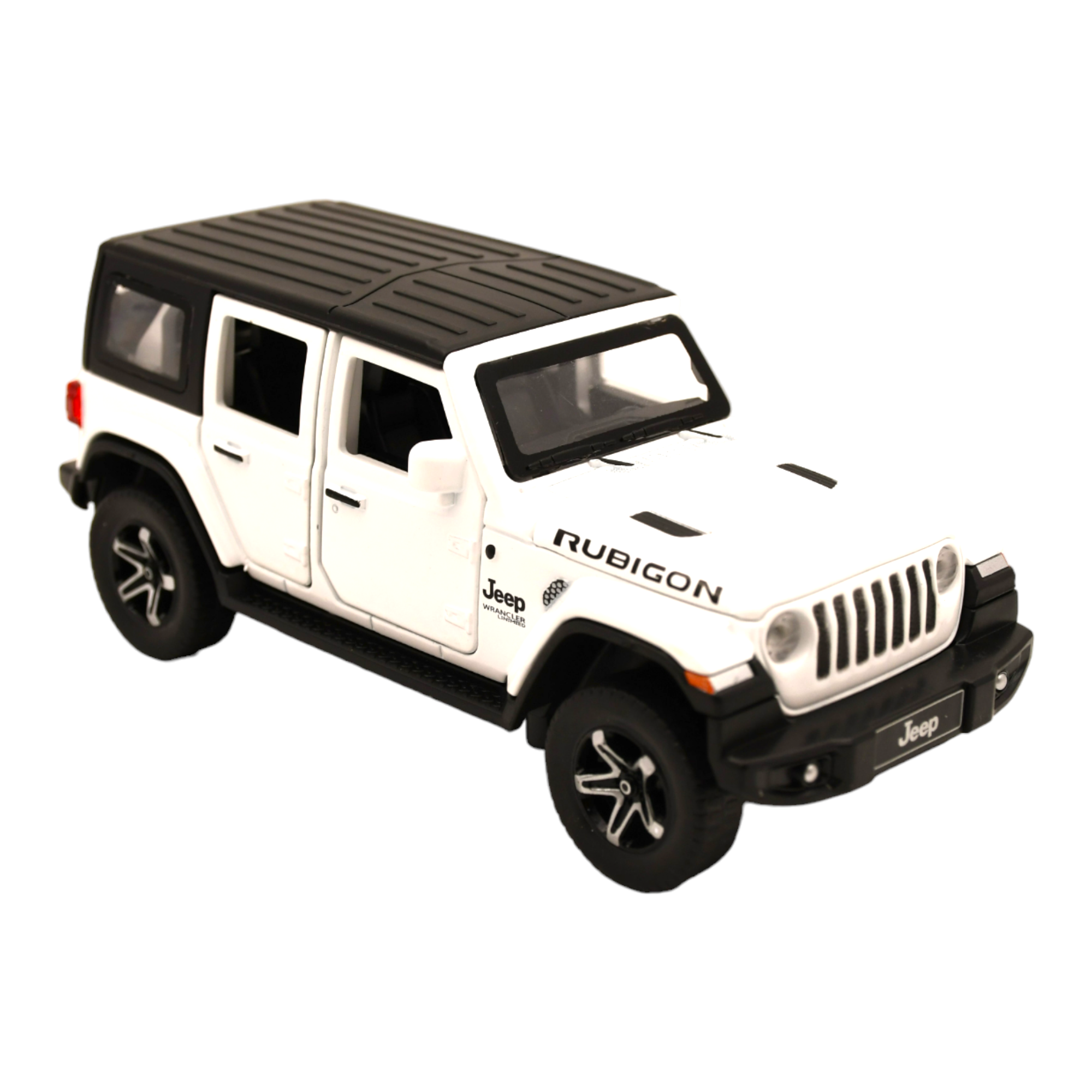 Smily Buds - Red Die Cast Jeep Wrangler Rubicon Diecast Vehicles Toys for Kids Openable Doors Blinking Light & Music Car Jeep Toys - White