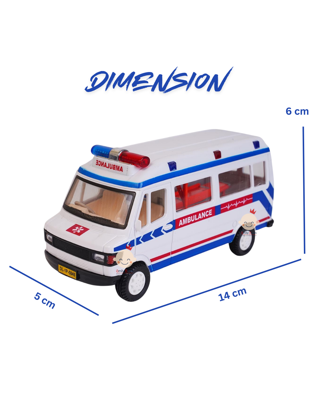 Smily Buds Made of Non Toxic Plastic Toys Ambulance Vehicle Car, Pull Back Action Toys