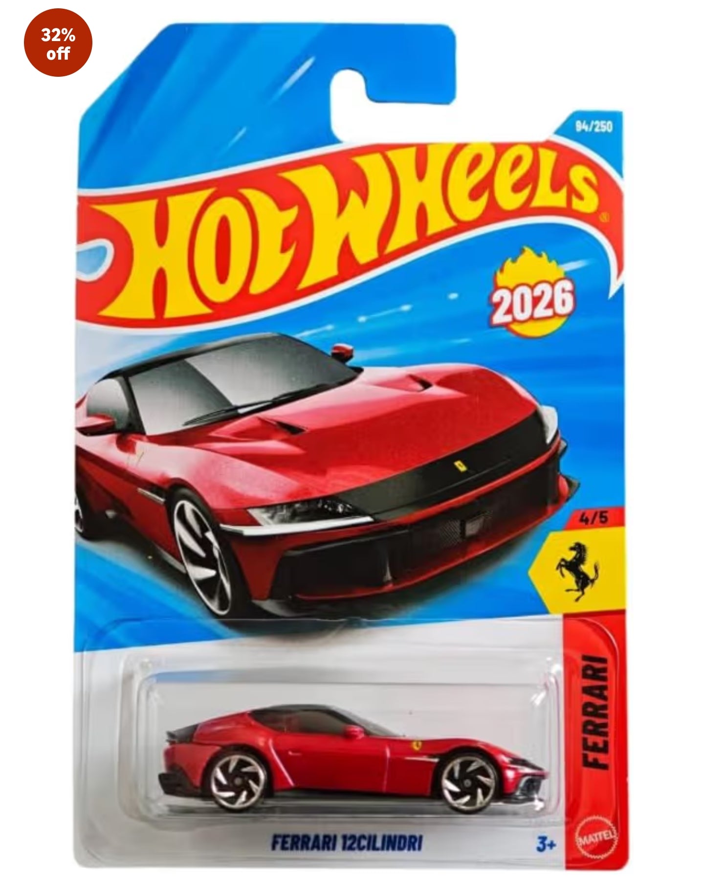 Hot Wheels Ferrari 12CILINDRI [Red] 4/5, 94/250, New for 2026! 1:64 Scale Diecast Toy Vehicle