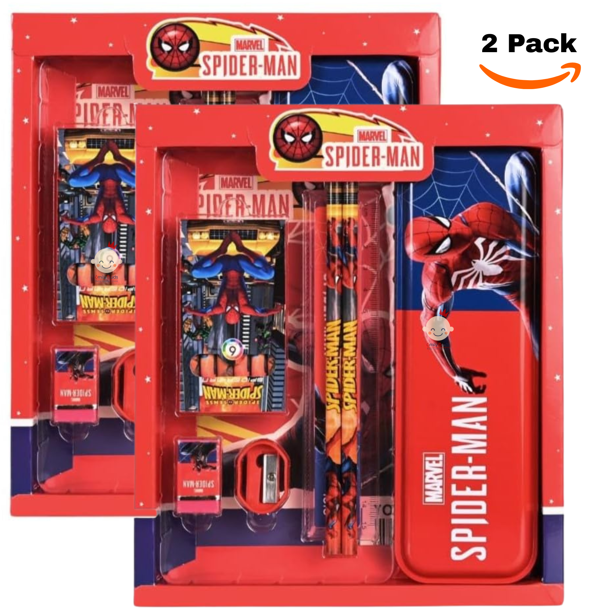 Smily Buds Spiderman Pencil Box Kit for School Kids – Complete Stationery Set School and Birthday Return Gift