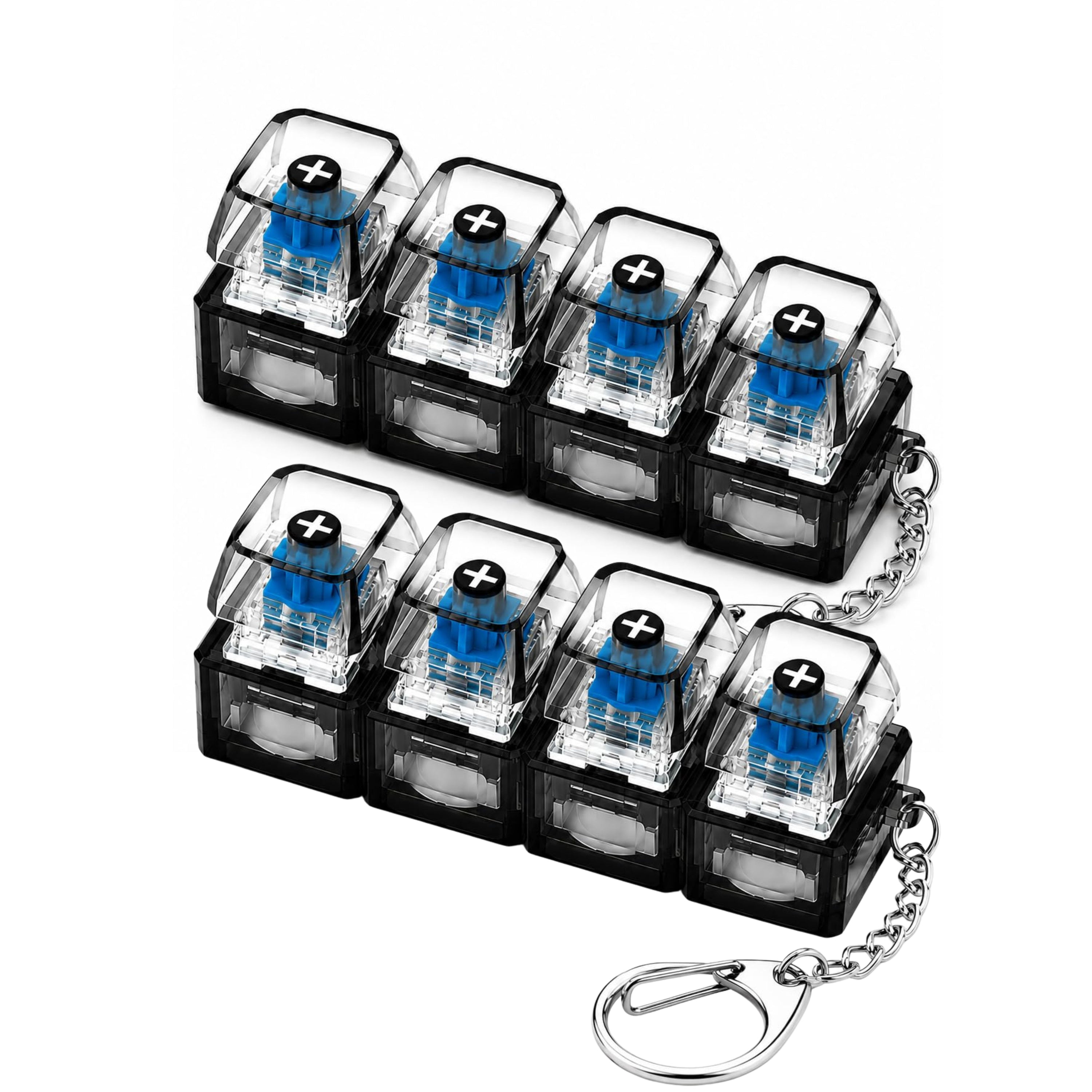 Smily Buds ransparent Mechanical Switch Fidget Keychain for Stress Relief | Clicky Desk Toy for Adults | Portable EDC Keyring Gadget for Office