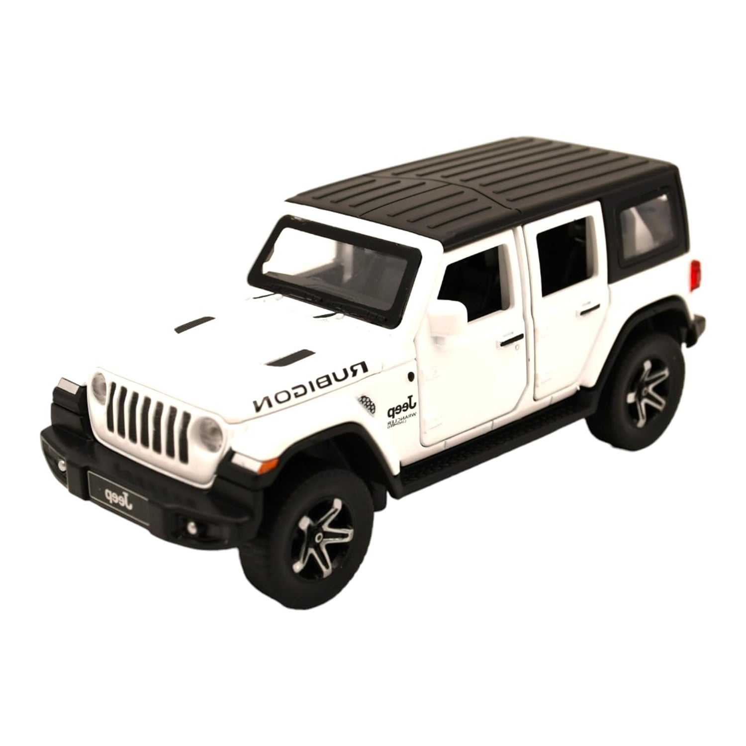 Smily Buds - Red Die Cast Jeep Wrangler Rubicon Diecast Vehicles Toys for Kids Openable Doors Blinking Light & Music Car Jeep Toys - White