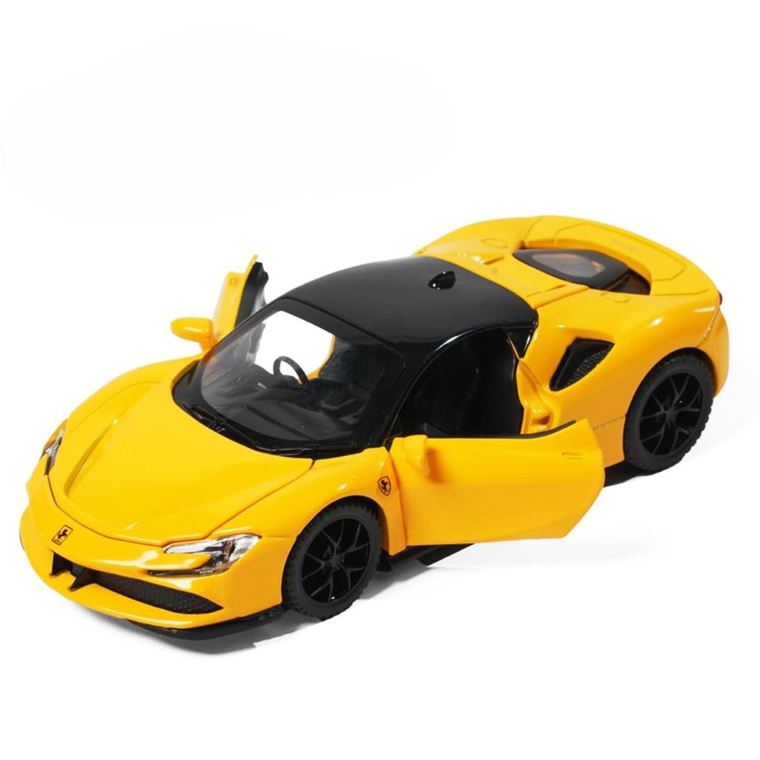 Smily Buds Die-Cast Car Model - Ferrari Yellow Sports Car with Openable Doors (1:32 Scale)