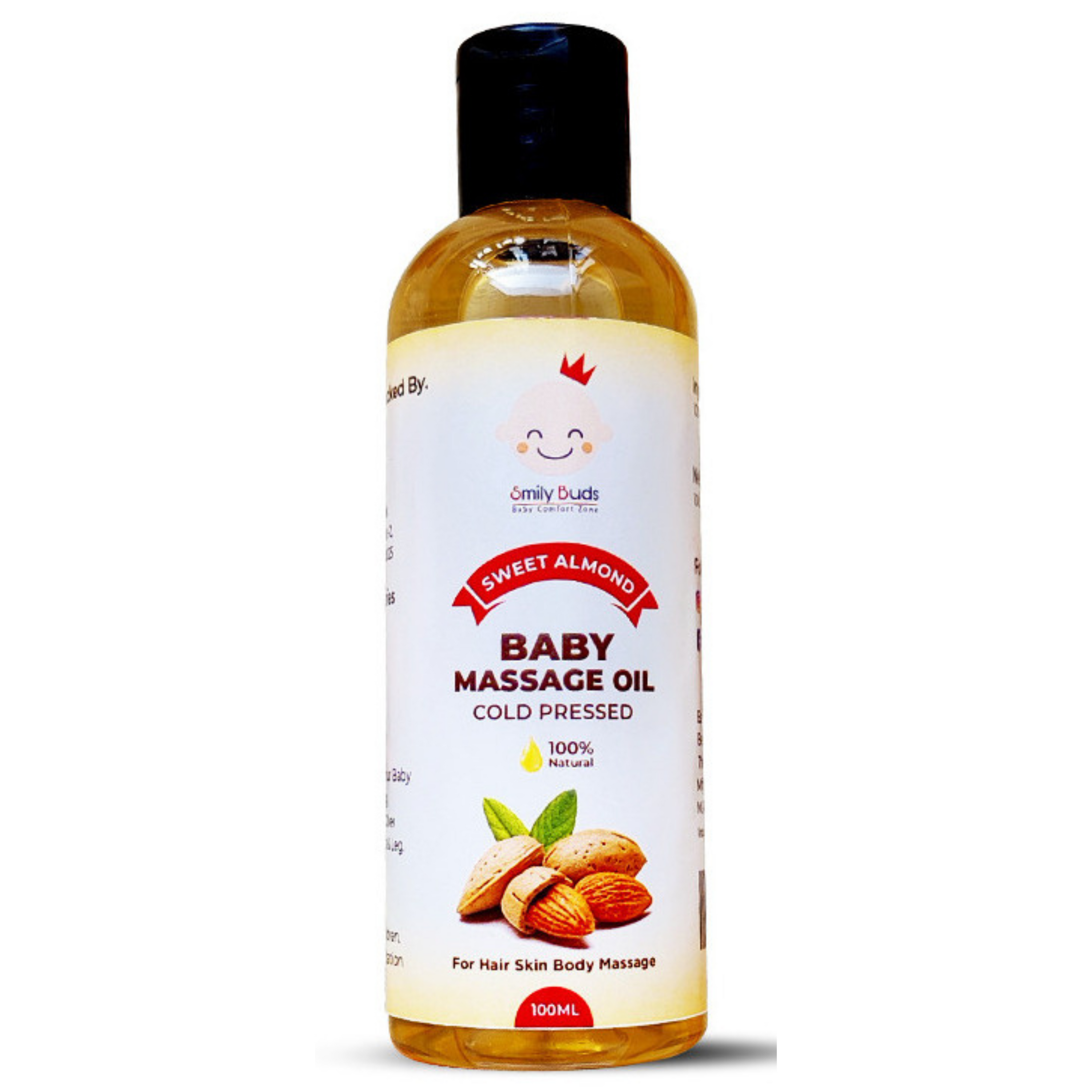 Smily Buds Almond Organic Cold Pressed Oil for Baby Massage Hair, Skin & Moisturizing Oil Hair Oil