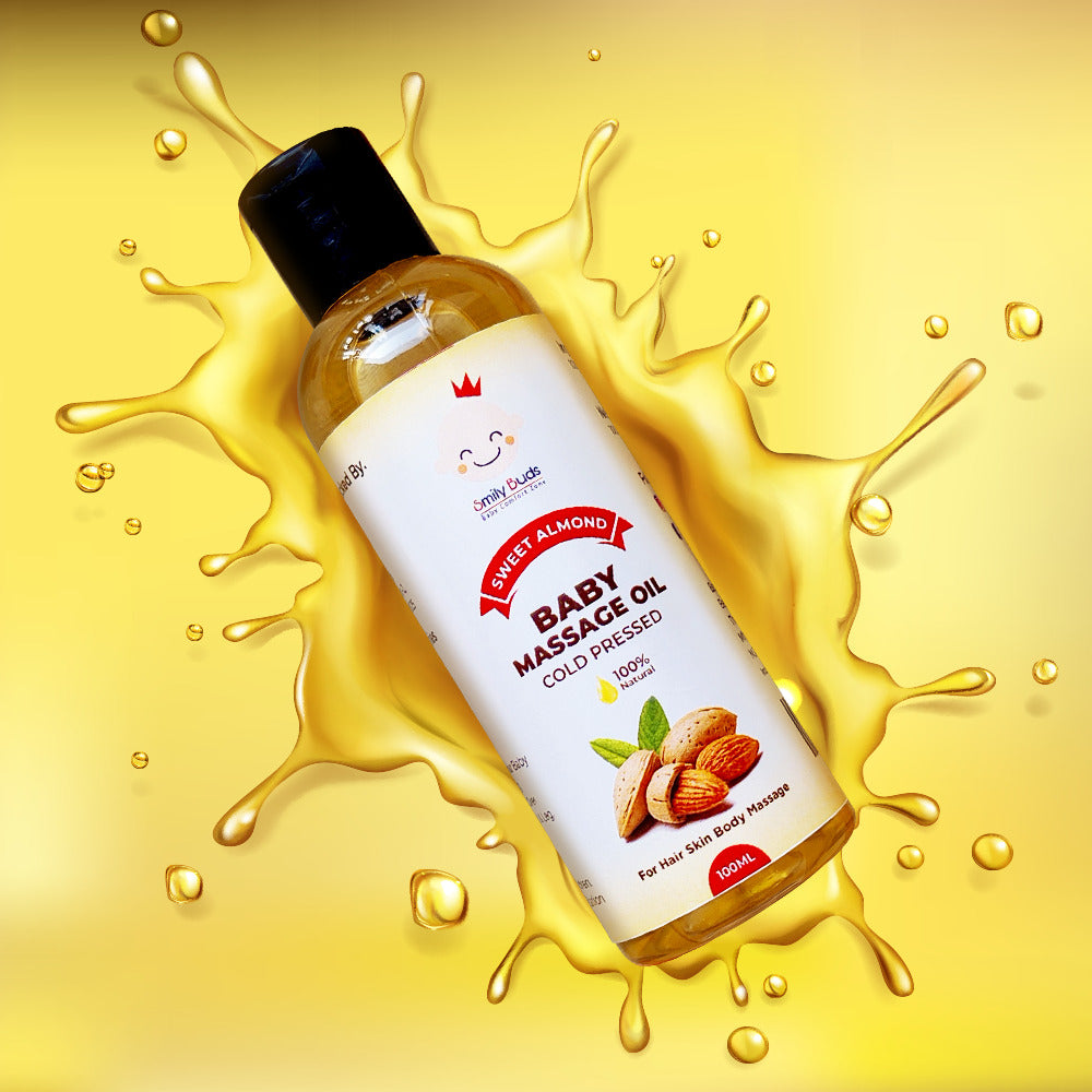 Smily Buds Almond Organic Cold Pressed Oil for Baby Massage Hair, Skin & Moisturizing Oil Hair Oil