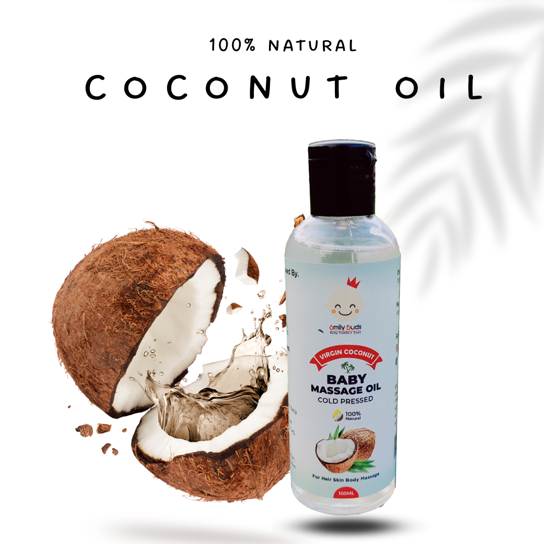Smily Buds – Organic Cold Pressed Oil for Hair, Skin, Face & Moisturizing Baby Body Massage Coconut Oil – 100ml