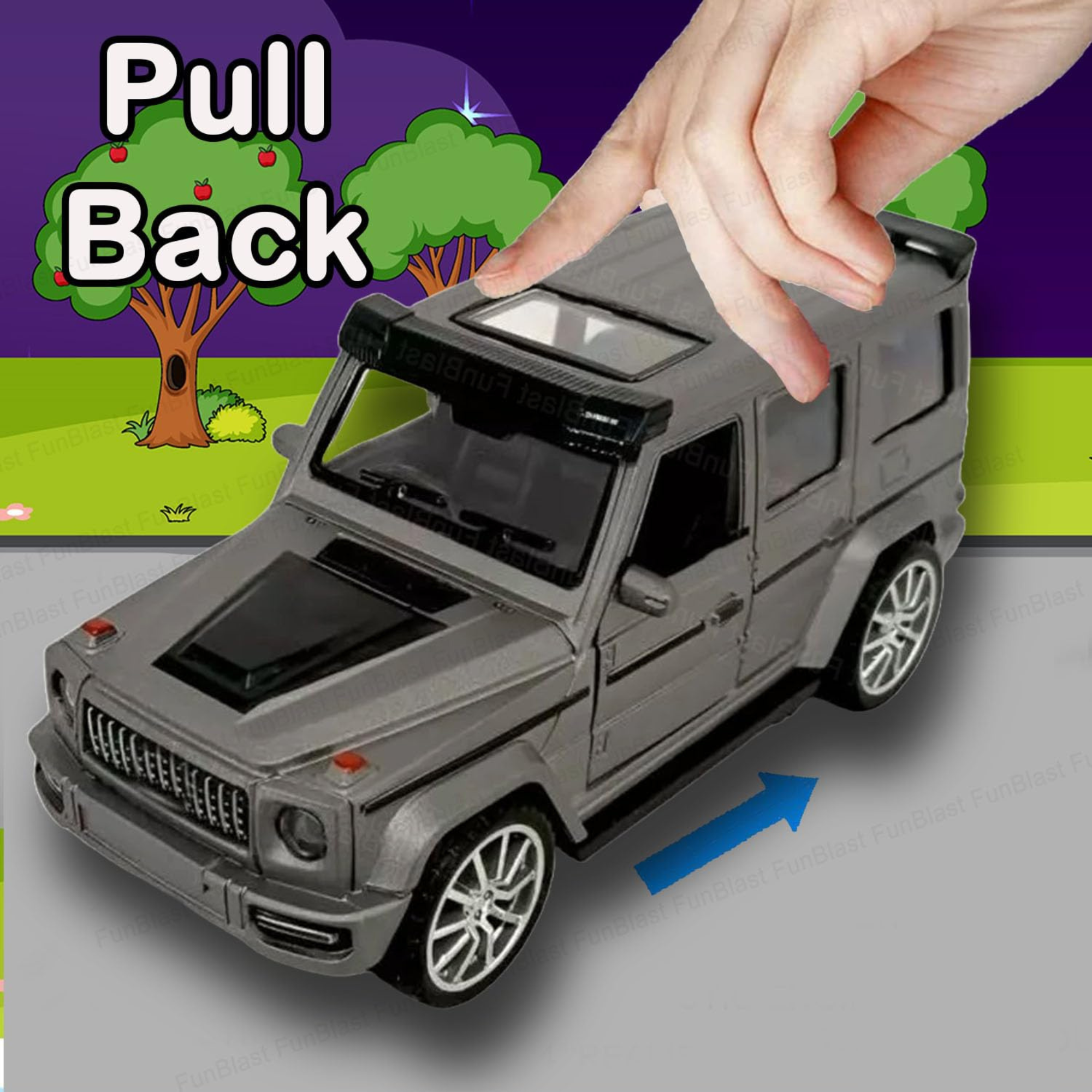 Smily Buds - Die-Cast Metal SUV Model Toy Car - 1:36 Scale with Pull-Back Action, Openable Doors