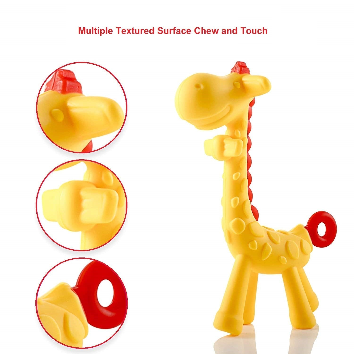 Smily Buds Giraffe Shape Food Grade| BPA Free Silicone Teething Soft Teether for Baby Teether