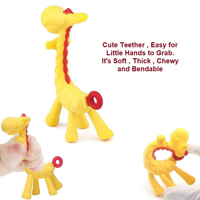 Smily Buds Giraffe Shape Food Grade| BPA Free Silicone Teething Soft Teether for Baby Teether