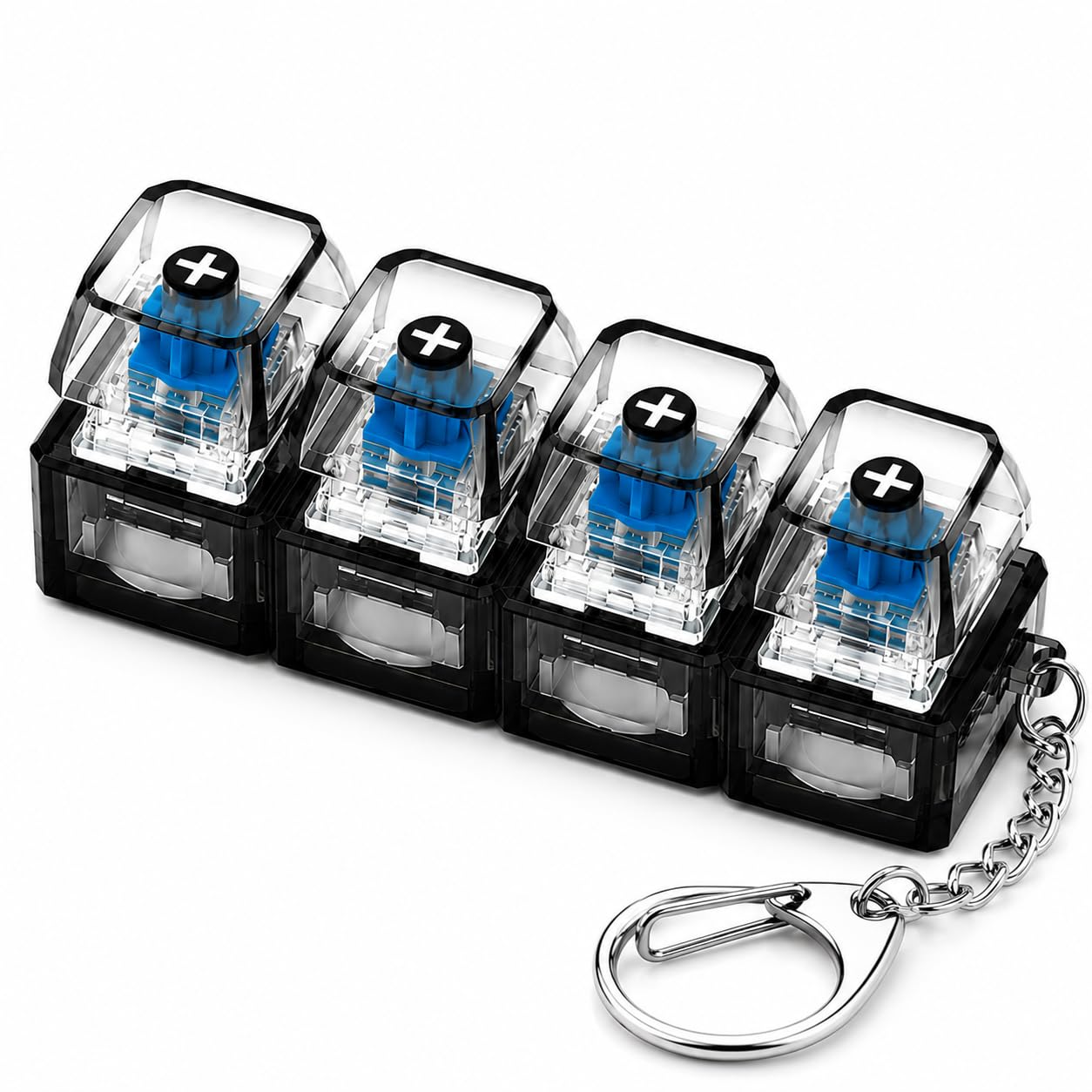 Smily Buds ransparent Mechanical Switch Fidget Keychain for Stress Relief | Clicky Desk Toy for Adults | Portable EDC Keyring Gadget for Office