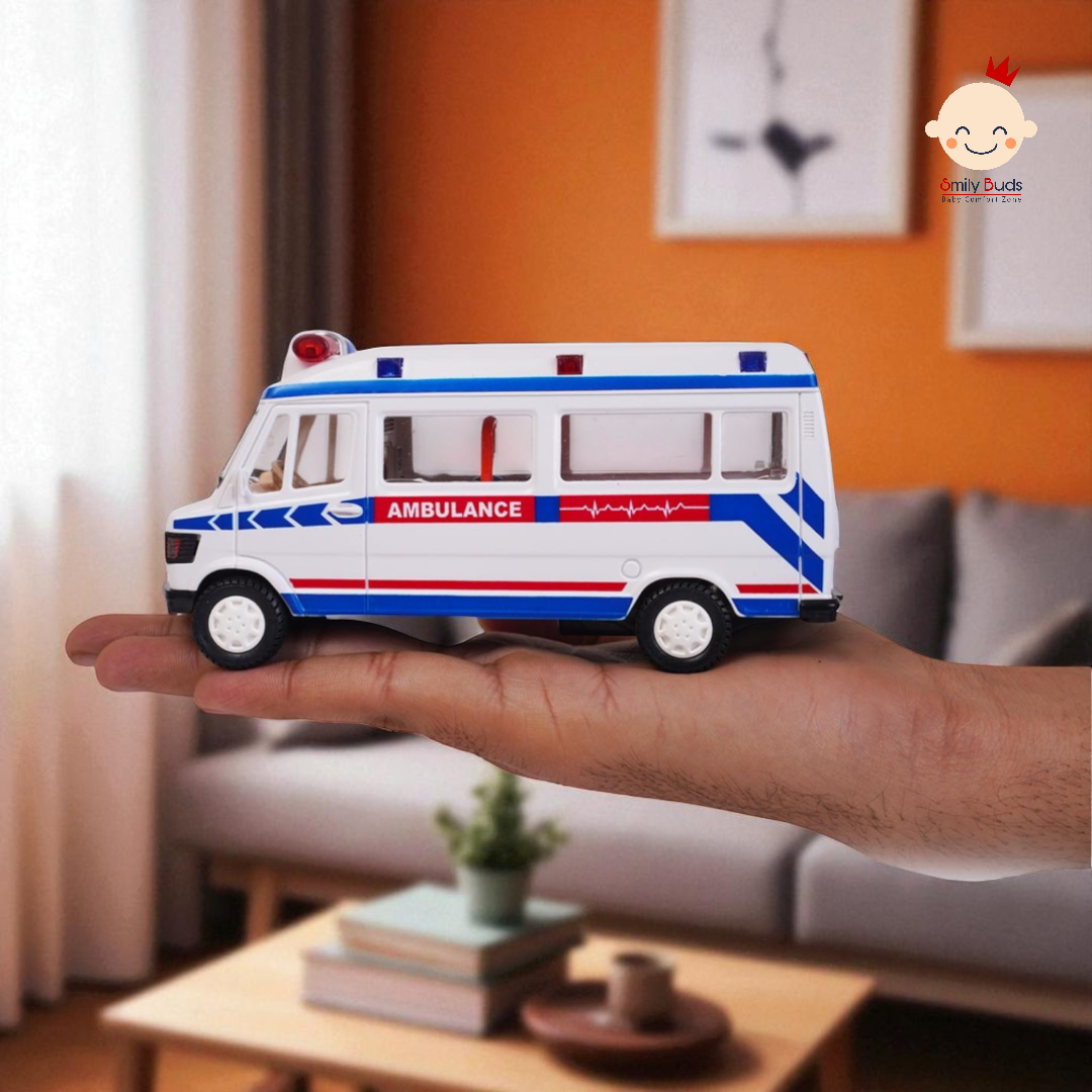 Smily Buds Made of Non Toxic Plastic Toys Ambulance Vehicle Car, Pull Back Action Toys
